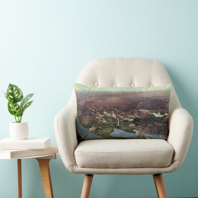Antique Map of Washington DC and the Potomac River Lumbar Pillow (Chair)