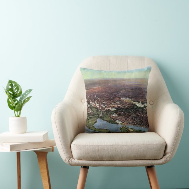 Antique Map of Washington DC and the Potomac River Throw Pillow (Chair)