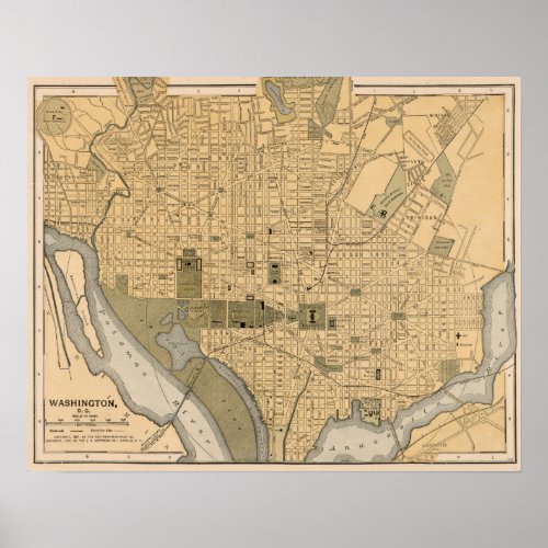 Antique Map of Washington DC Poster