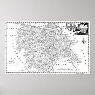 Antique Map of Yorkshire Poster