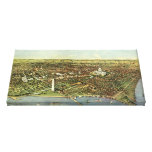 Antique Map, Panoramic View of Washington DC Canvas Print