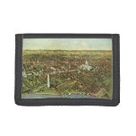Antique Map, Panoramic View of Washington DC Trifold Wallet