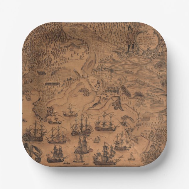 Antique map Pirate birthday party  Paper Plates (Front)