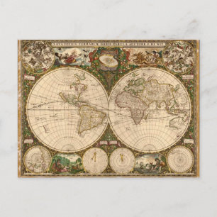 ANTIQUE MAP POSTCARD