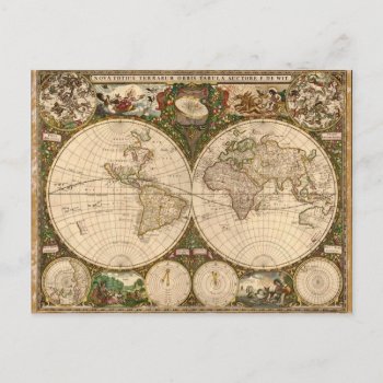 Antique Map Postcard by EarthGifts at Zazzle