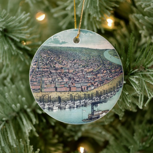 Antique Map Saint Louis Missouri Mississippi River Ceramic Ornament (Tree)