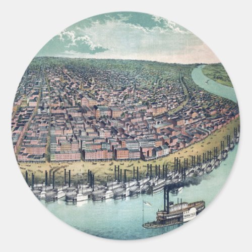 Antique Map Saint Louis Missouri Mississippi River Classic Round Sticker