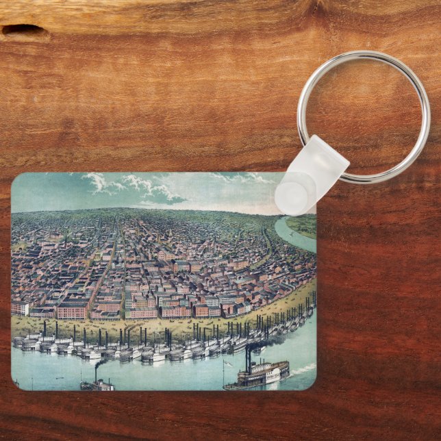 Antique Map Saint Louis Missouri Mississippi River Keychain (Front)