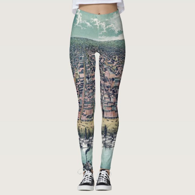Antique Map Saint Louis Missouri Mississippi River Leggings (Front)