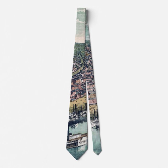 Antique Map Saint Louis Missouri Mississippi River Neck Tie (Front)