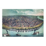 Antique Map Saint Louis Missouri Mississippi River Poster