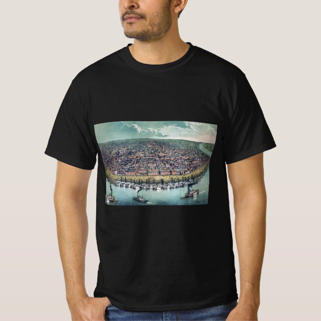 Antique Map Saint Louis Missouri Mississippi River T-Shirt (Front)