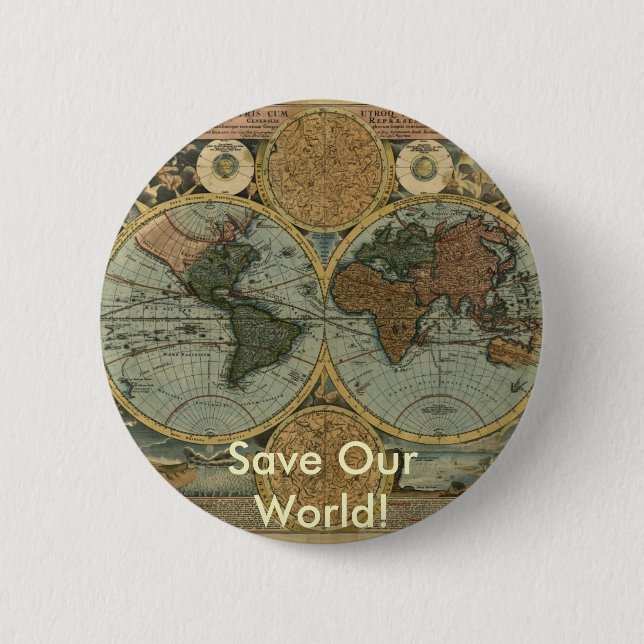 Antique Map Series Button (Front)