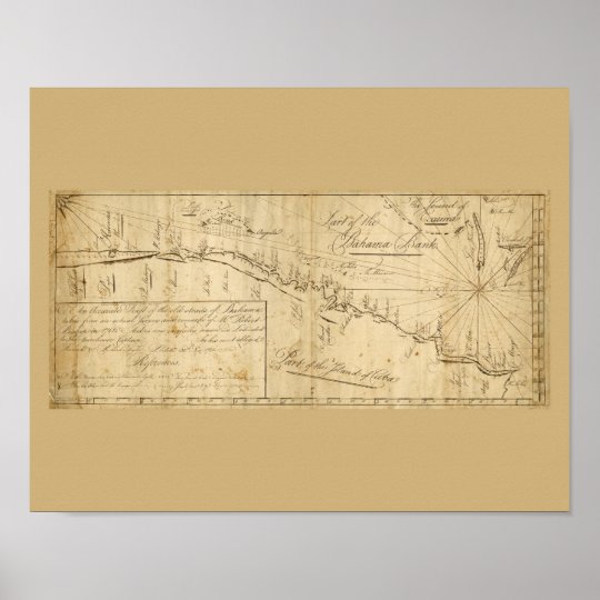 Antique Map Straits of Bahama Nautical Chart | Zazzle.com