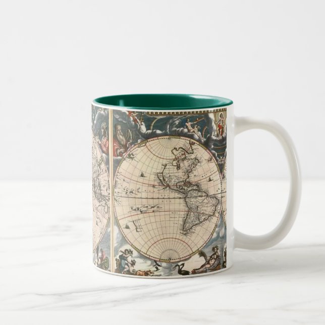 ANTIQUE MAP Two-Tone COFFEE MUG (Right)
