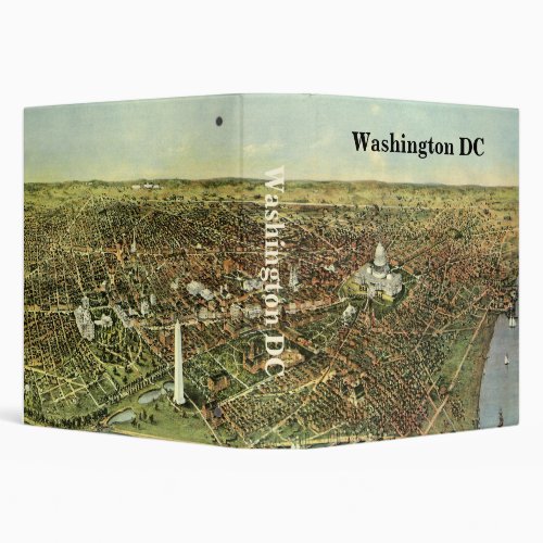 Antique Map with a Panoramic View of Washington DC 3 Ring Binder