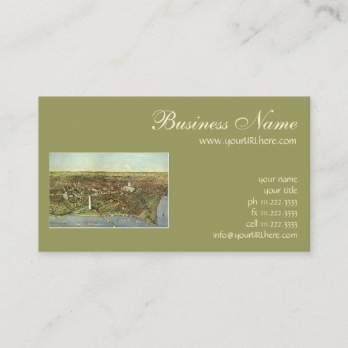 Vintage Aerial Antique City Map of Washington DC Business Card