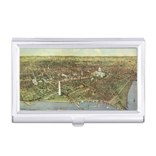 Antique Map with a Panoramic View of Washington DC Business Card Case