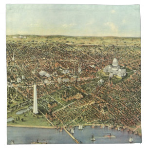Antique Map with a Panoramic View of Washington DC Cloth Napkin