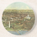 Antique Map with a Panoramic View of Washington DC Coaster