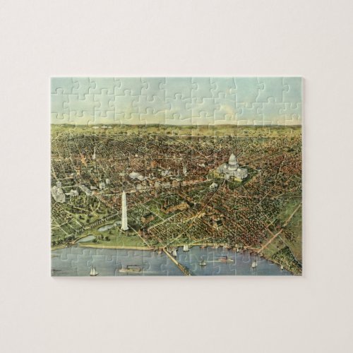 Antique Map with a Panoramic View of Washington DC Jigsaw Puzzle