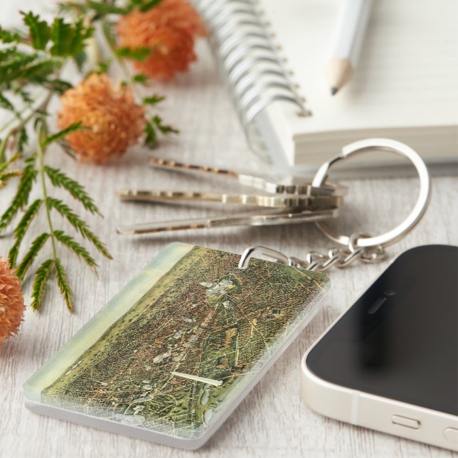 Antique Map with a Panoramic View of Washington DC Keychain (Front Right)