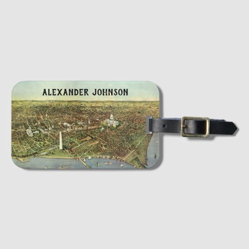 Antique Map with a Panoramic View of Washington DC Luggage Tag