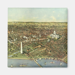 Antique Map with a Panoramic View of Washington DC Magnet