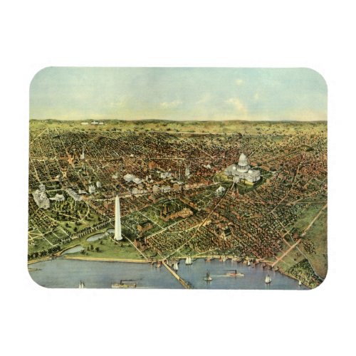 Antique Map with a Panoramic View of Washington DC Magnet