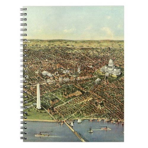 Antique Map with a Panoramic View of Washington DC Notebook