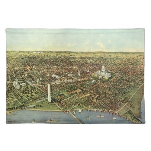 Antique Map with a Panoramic View of Washington DC Placemat