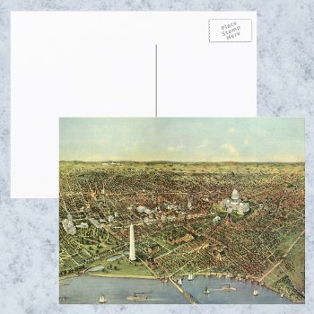 Antique Map With A Panoramic View Of Washington Dc Postcard by YesterdayCafe at Zazzle