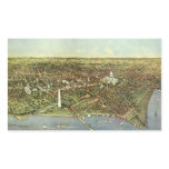 Antique Map with a Panoramic View of Washington DC Rectangular Sticker