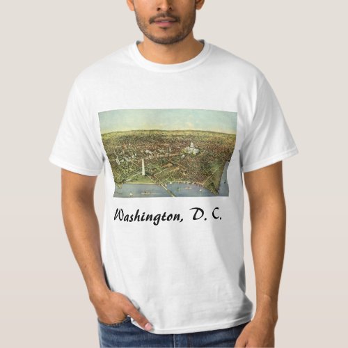 Antique Map with a Panoramic View of Washington DC T_Shirt