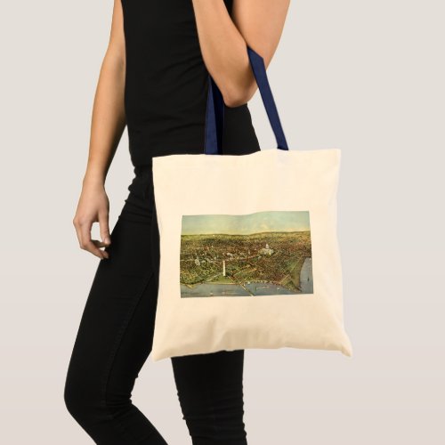 Antique Map with a Panoramic View of Washington DC Tote Bag