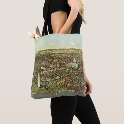 Antique Map with a Panoramic View of Washington DC Tote Bag