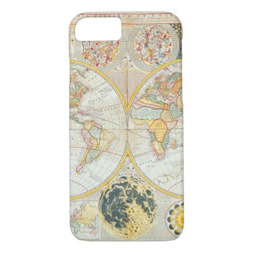 Antique Maps of the WorldDouble Hemisphere World iPhone 87 Case