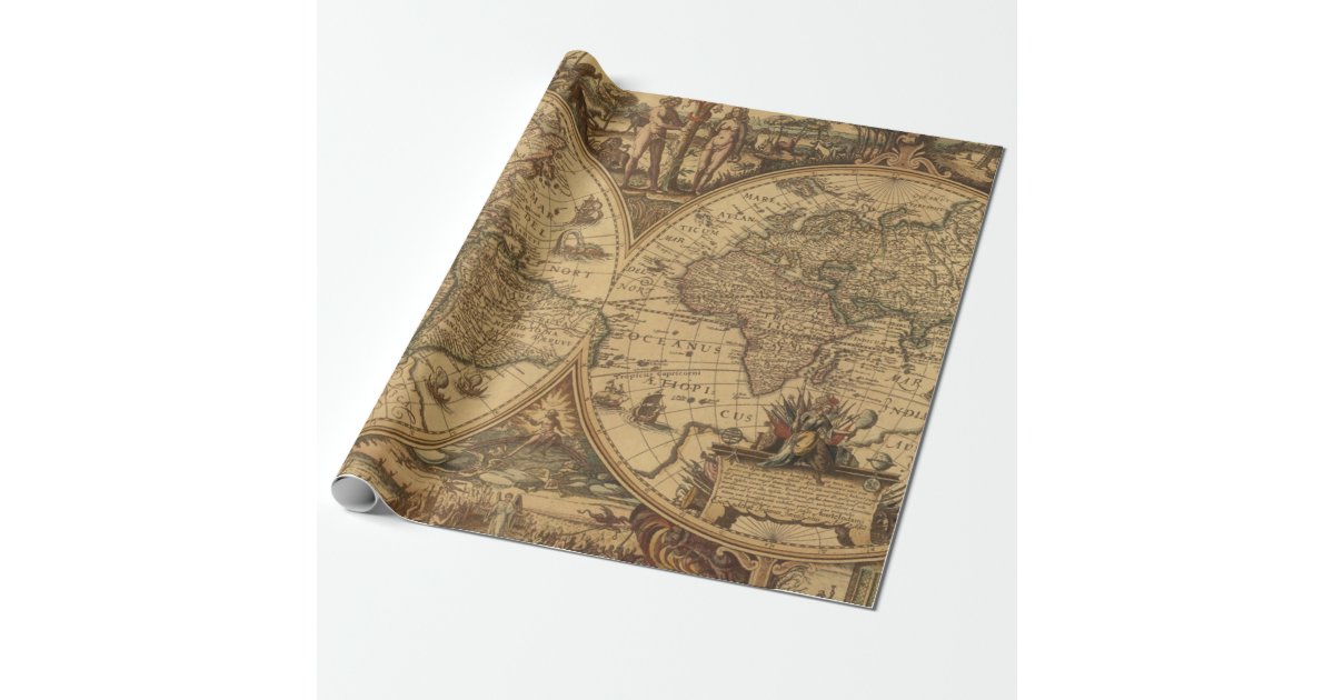 Antique Maps Style 2 Wrapping Paper Roll | Zazzle
