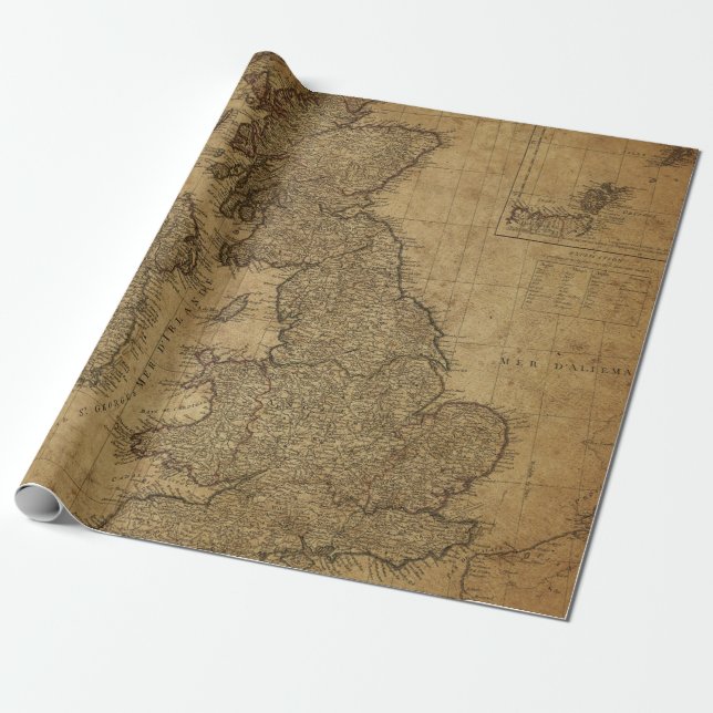 Antique Maps Style 3 Wrapping Paper Roll (Unrolled)