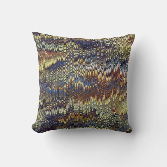 Antique Marbled Paper Throw Pillow (Front)