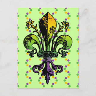 Antique Mardi Gras Fleur Postcard