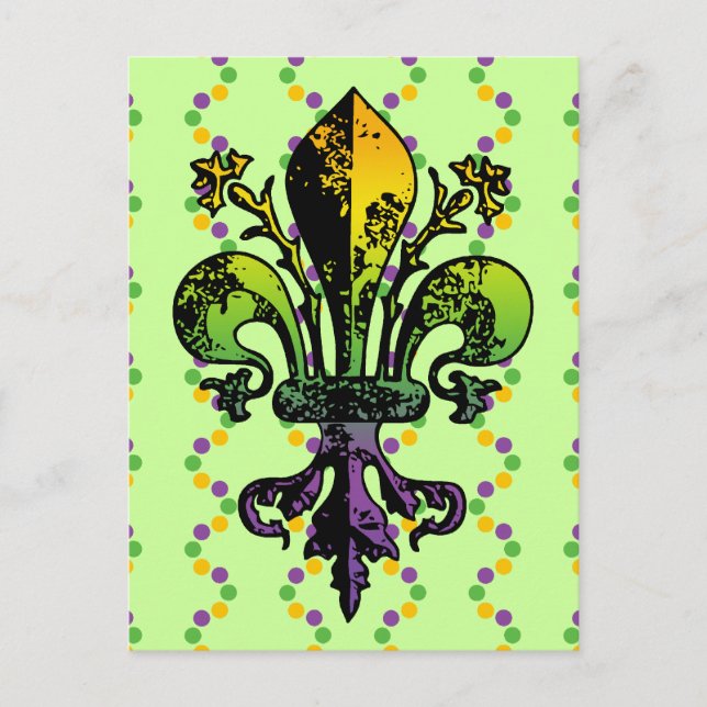 Antique Mardi Gras Fleur Postcard (Front)