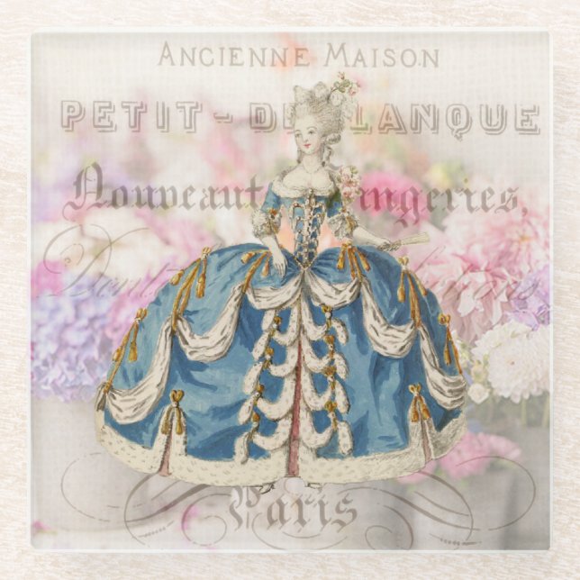 Antique Marie Antoinette Glass Coasters (Front)