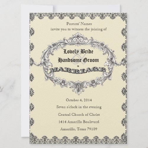 Antique Marriage License Photo Wedding Invitation
