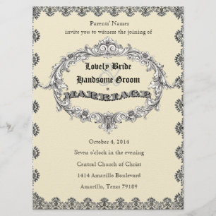 Antique Marriage License Photo Wedding Invitation