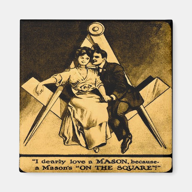 Antique Masonic Freemason Square Love Valentine Magnet (Front)