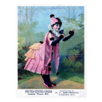 Antique Masquerade Girl Postcard