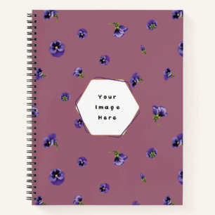 Antique Mauve Japanese Purple Pansy Floral Pattern Notebook