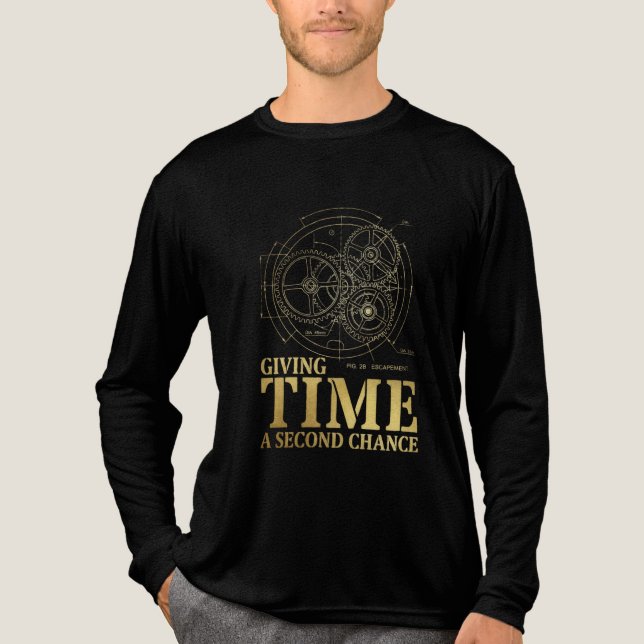 Antique mechanical clock diagram Tri-Blend shirt (Front)