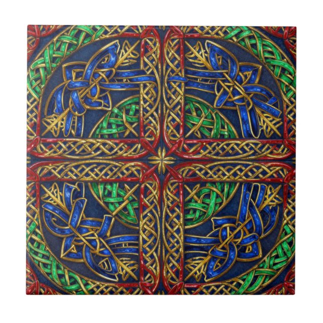Antique Medieval Celtic Knots Ceramic Tile (Front)